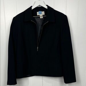 Norton McNaughton Womens Jacket/Blazer 14 Black  Front Zip Faux Pockets Career